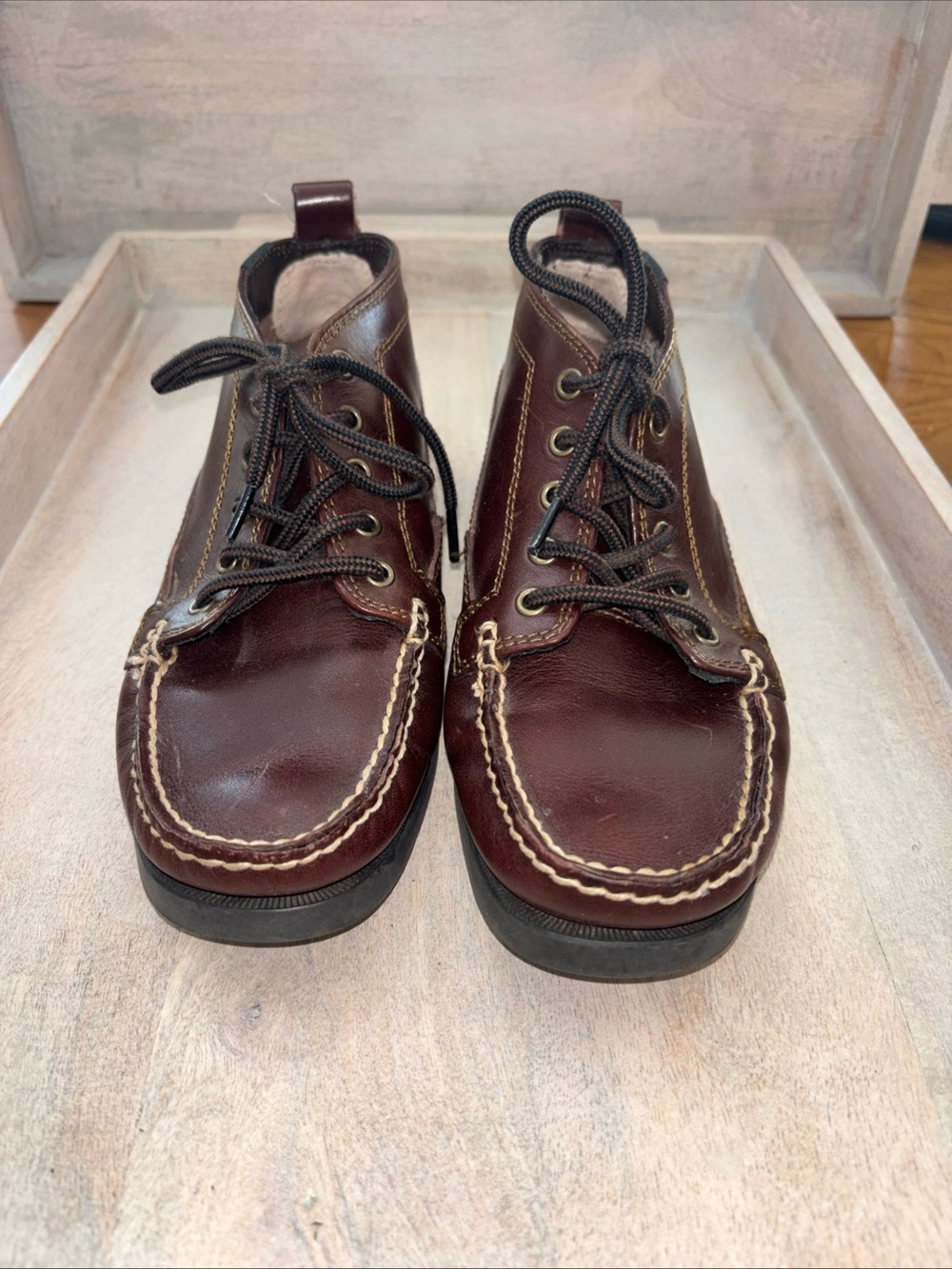 Wmn eastland Seneca Lace-Up Leather‎ Moc Toe Boots limited edition Brown Sz 7.5